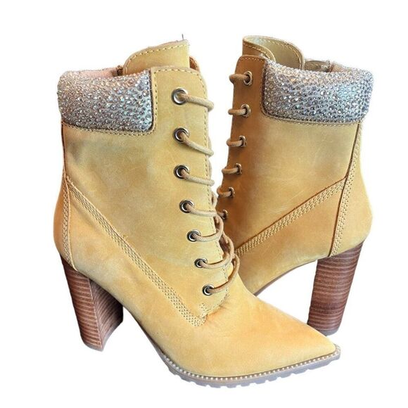 Steve‎ Madden Karmen Cognac Studded Ankle Boots NWOT - Picture 2 of 9